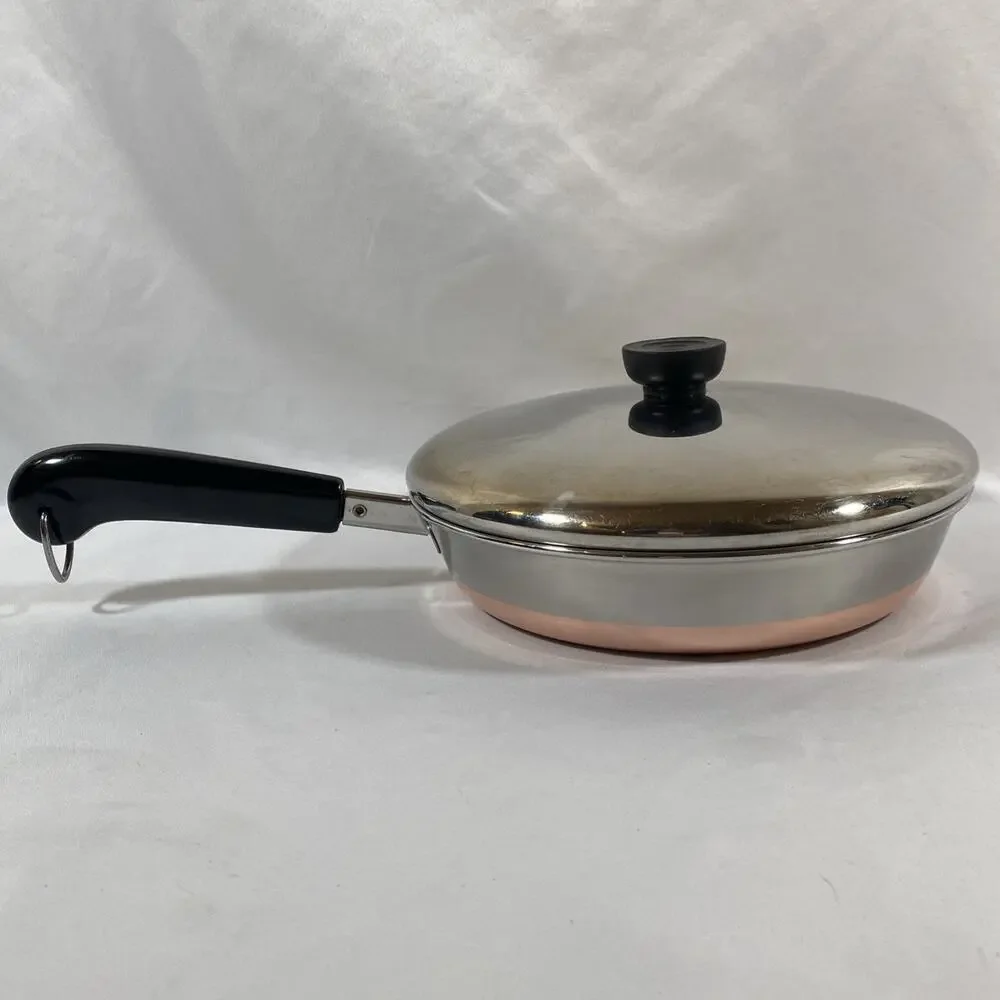 Revere Ware 9” Skillet Frying Pan Lid Copper Bottom Clinton 89 e Stainless Steel